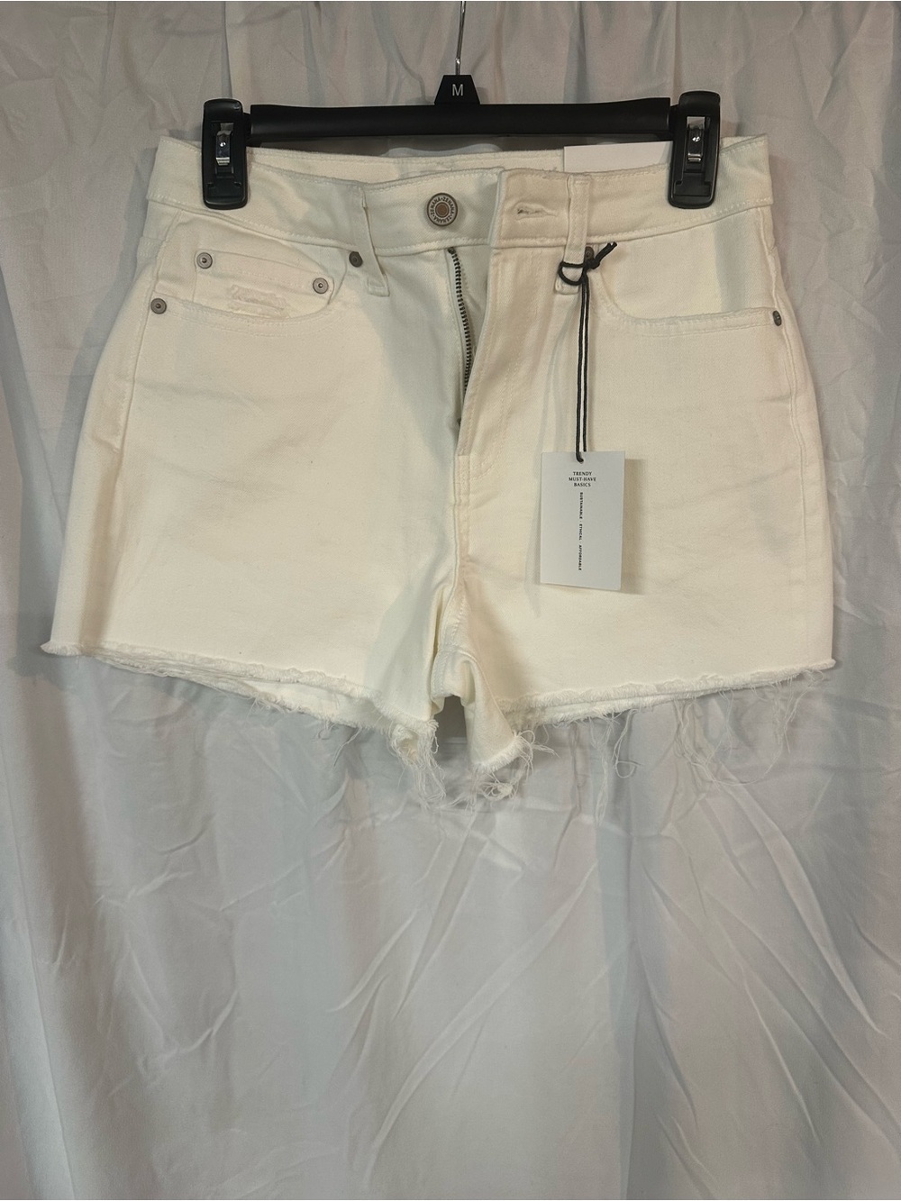 Zenana Outfitters White High-Rise Denim Cutoff Shorts - Picture 1 of 4